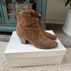 ISABEL MARANT Dicker Cognac Velvet Bootie 8
